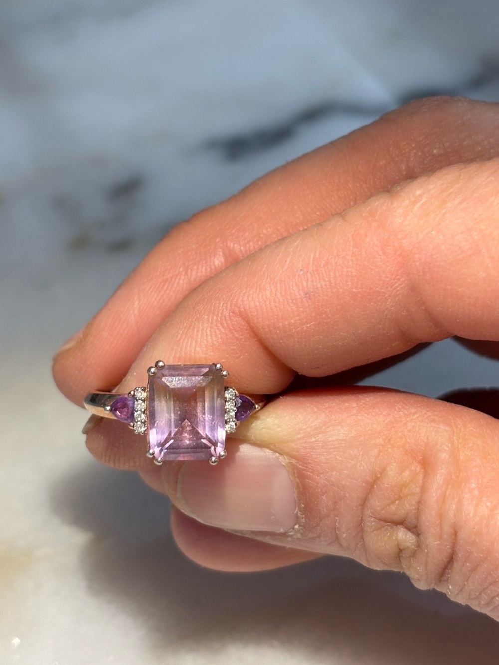 Vintage Ametrine & Multi Gemstone Ring Vermeil Rose Gold Over Sterling Silver - Picture 10 of 11